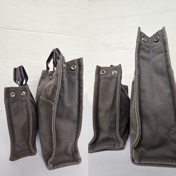 Hermes Canvas Fourre Tout Holdall MM and GM Tote Bag Set in Gray and Black - Picture 12 of 16